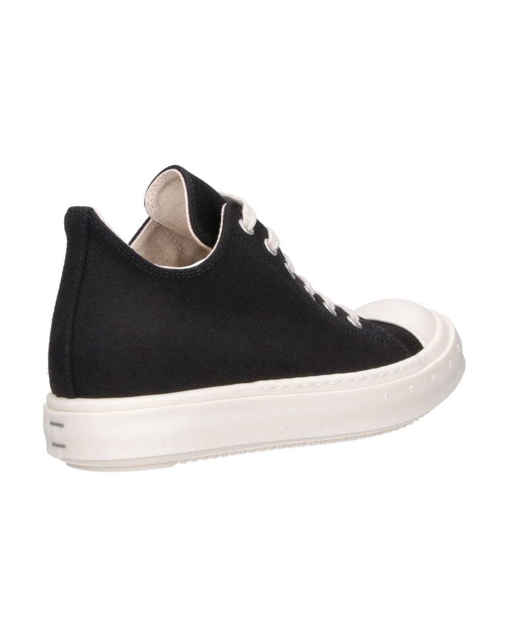 Rick Owens Black Lace-Up Sneakers With Toe Caps And Shark-Tooth Soles