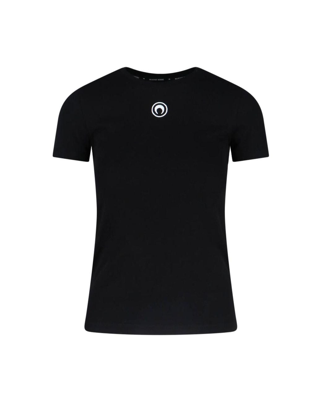 MARINE SERRE Black "moon" Logo Crop T-shirt