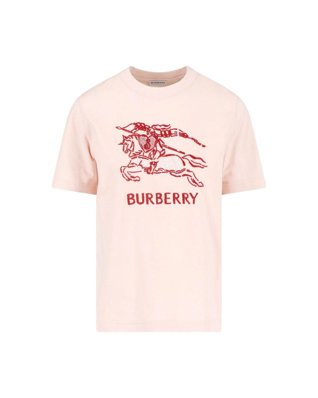 Burberry Pink Embroidered Graphic T-Shirt