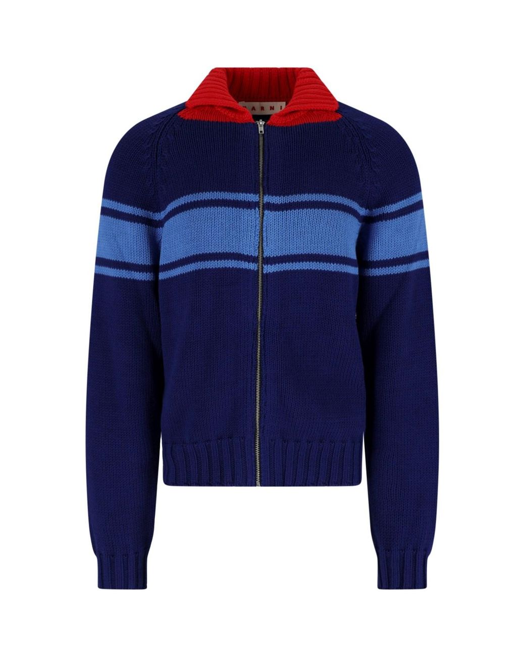 Marni Blue Contrasting Classic Collar Cotton Cardigan By for men