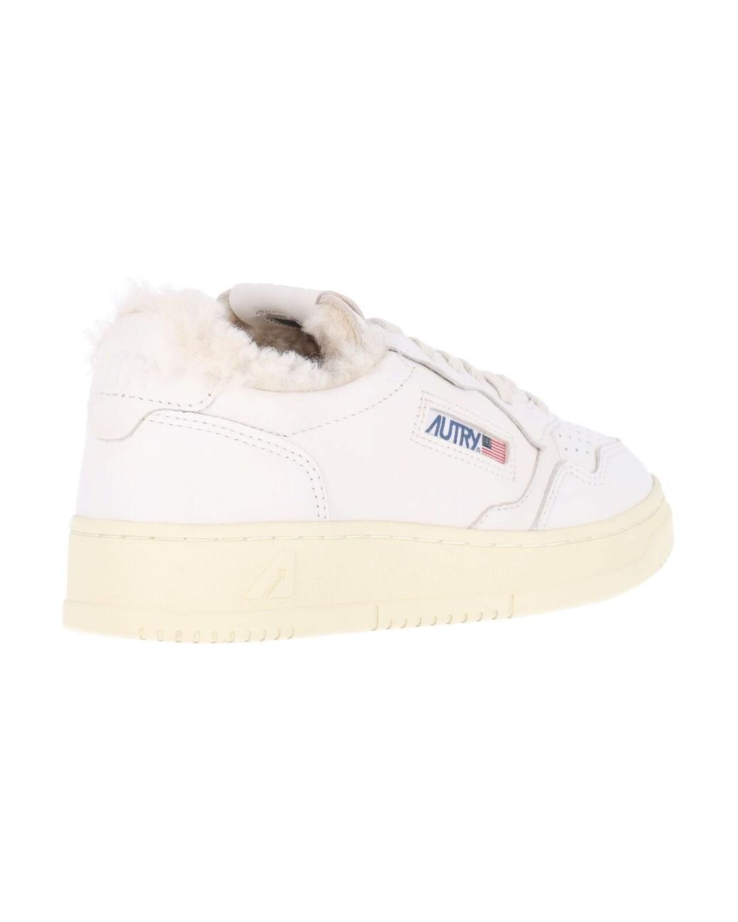 Autry White Goatskin Medalist Low-Top Sneakers