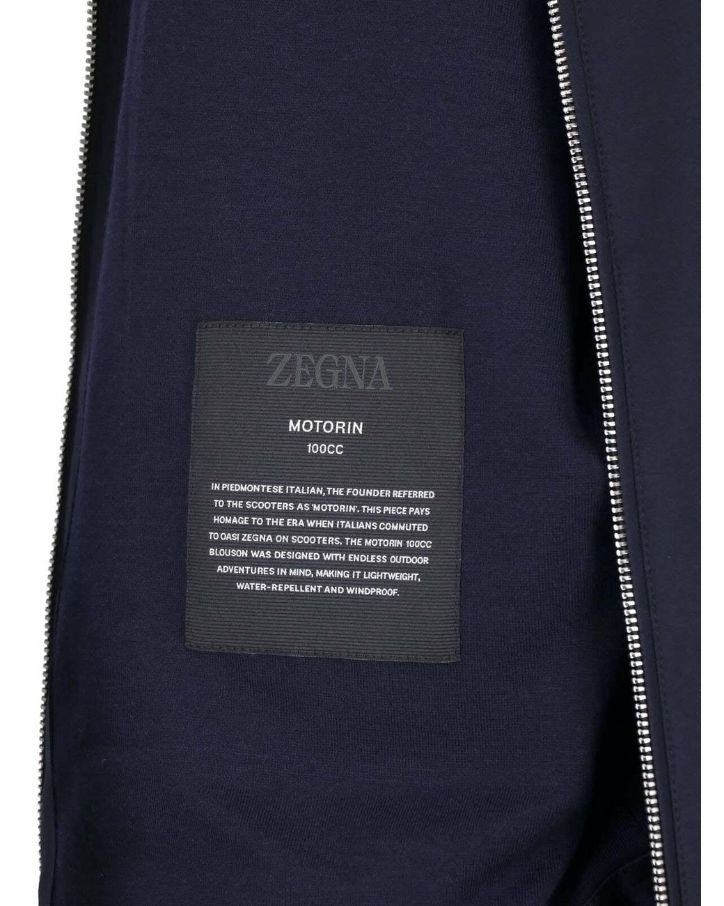 Zegna Blue Motorin Zip-Up Jacket for men