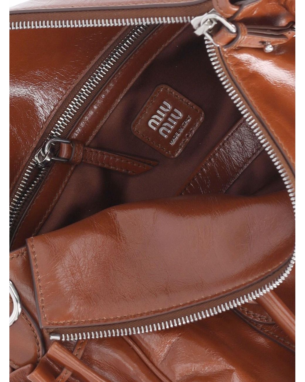 Miu Miu Brown Shiny Leather Handbag