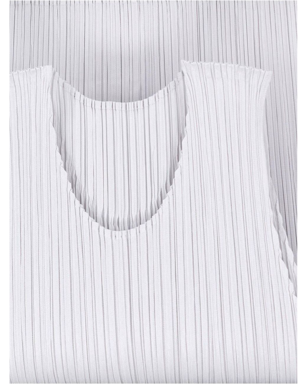 Pleats Please Issey Miyake White Pleated Tank Top