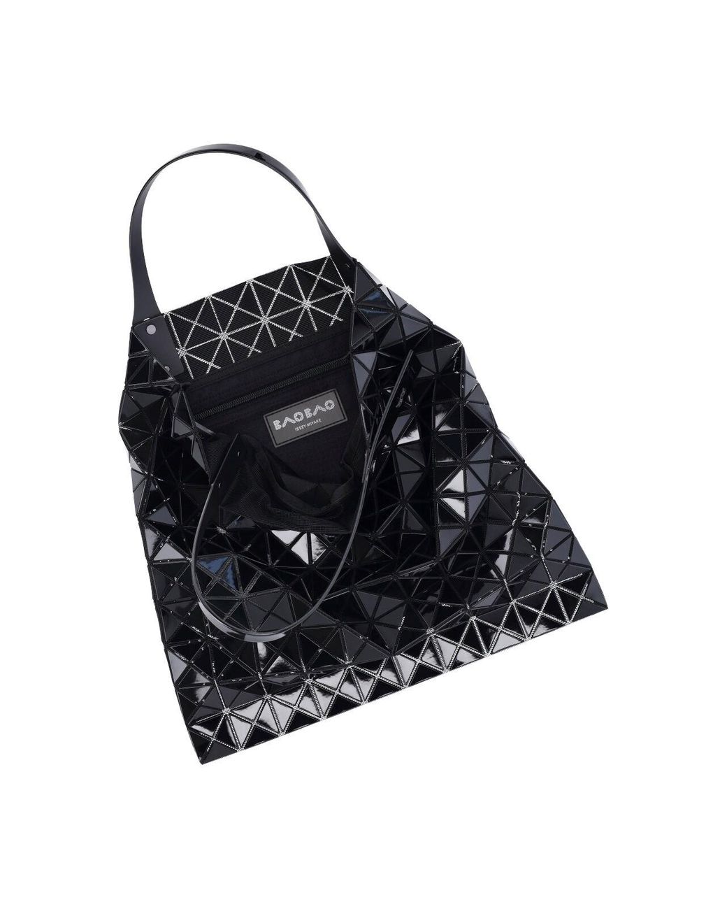 Issey Miyake Black Glossy Geometric Tote Bag