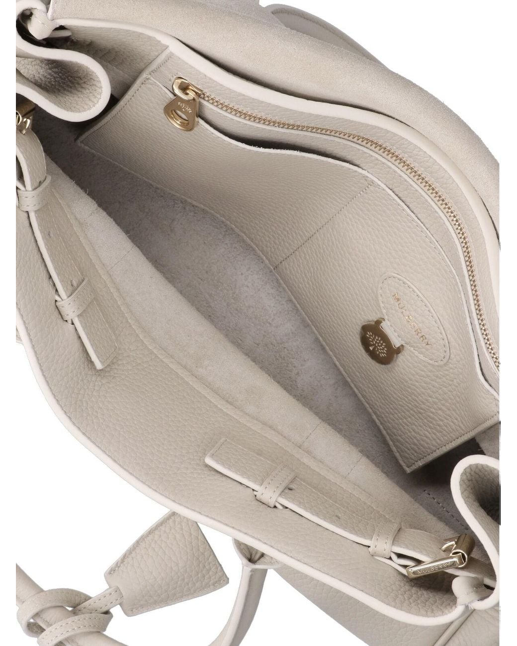 Mulberry White Leather Top-Handle Tote Bag