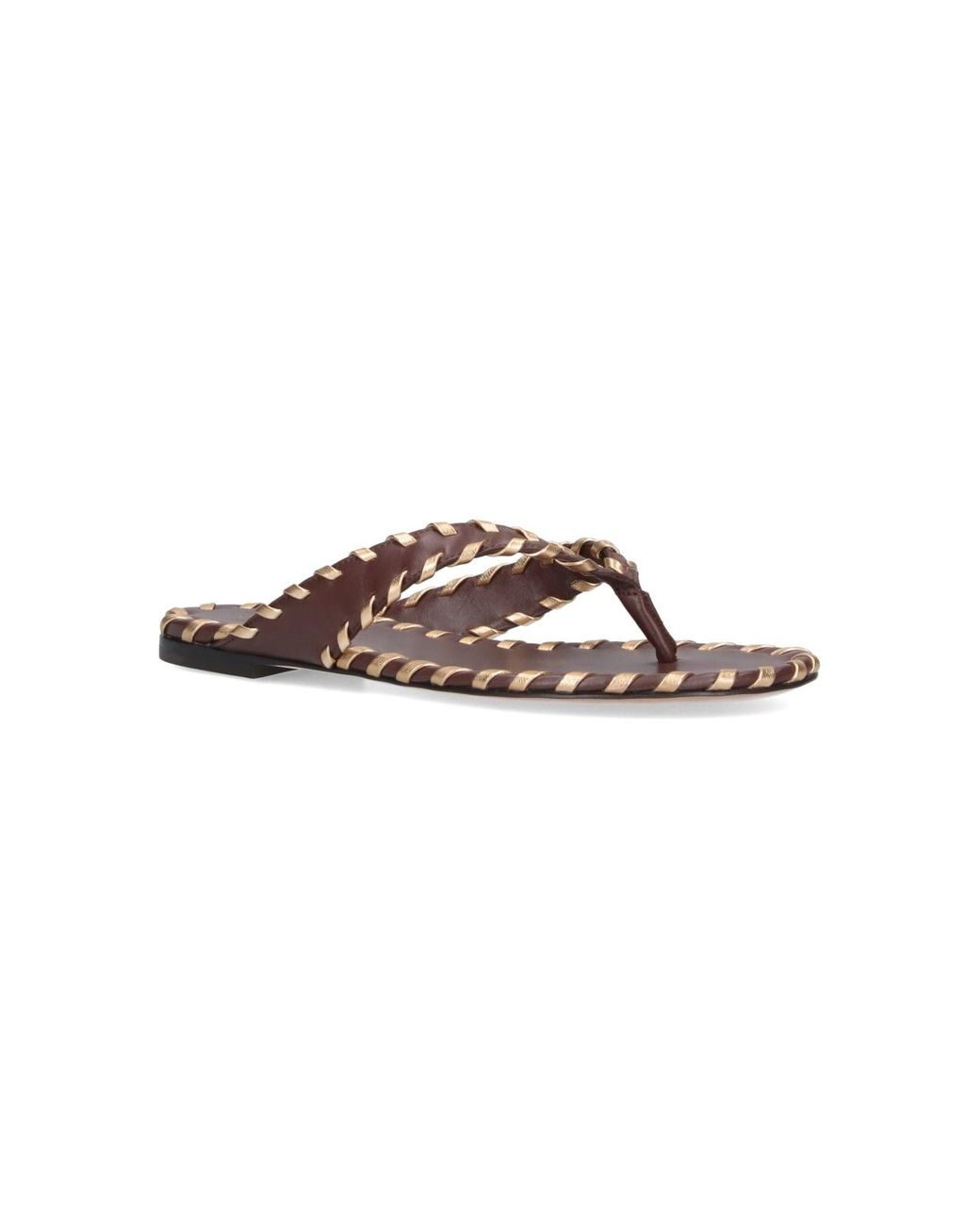 Gianvito Rossi White Woven Trim Thong Sandals