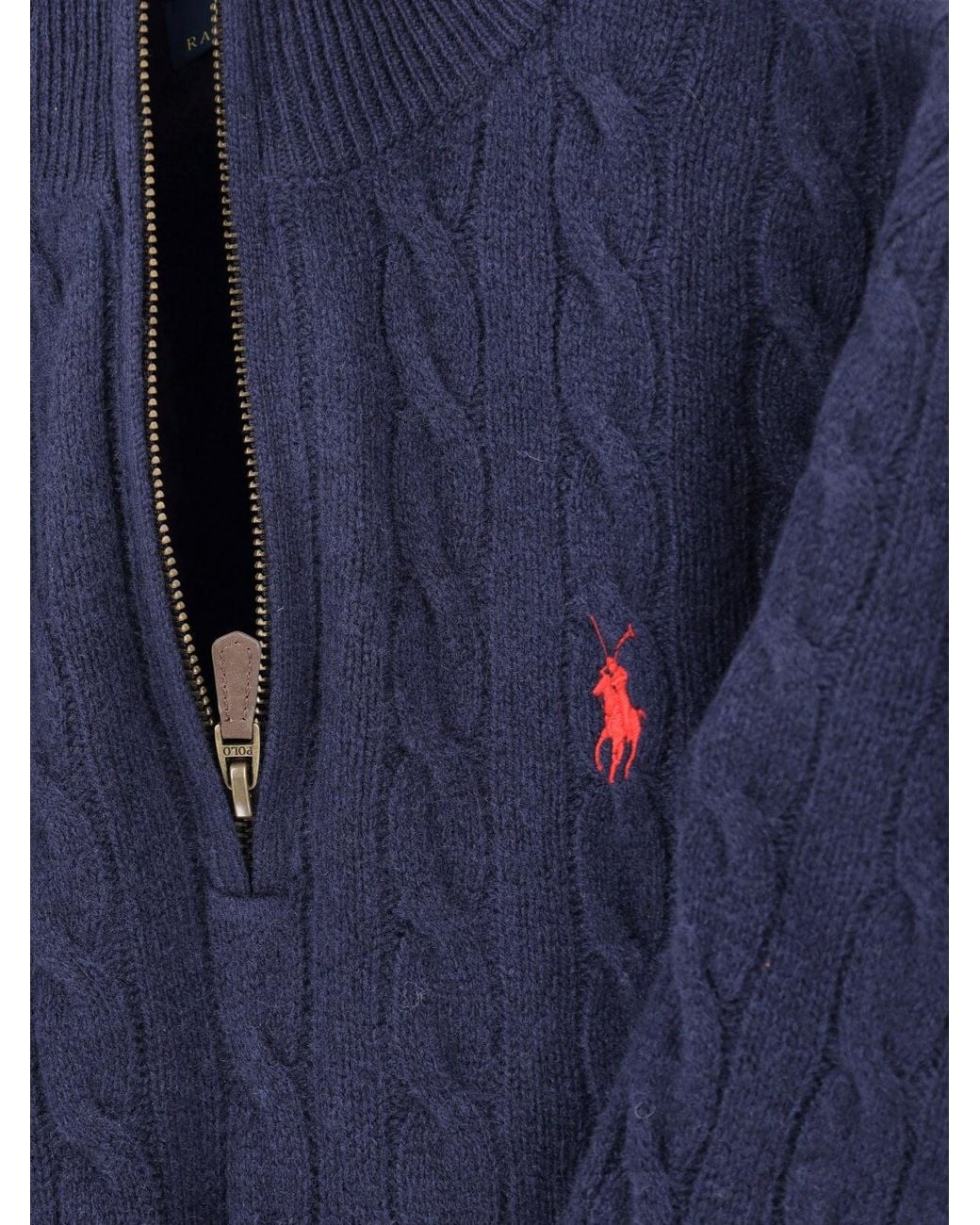 Polo Ralph Lauren Blue Cable-Knit Half-Zip Sweater for men