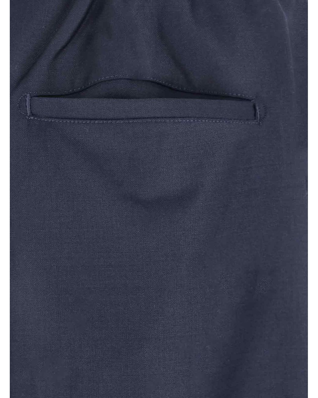 White Sand Blue Wool Blend Pants for men