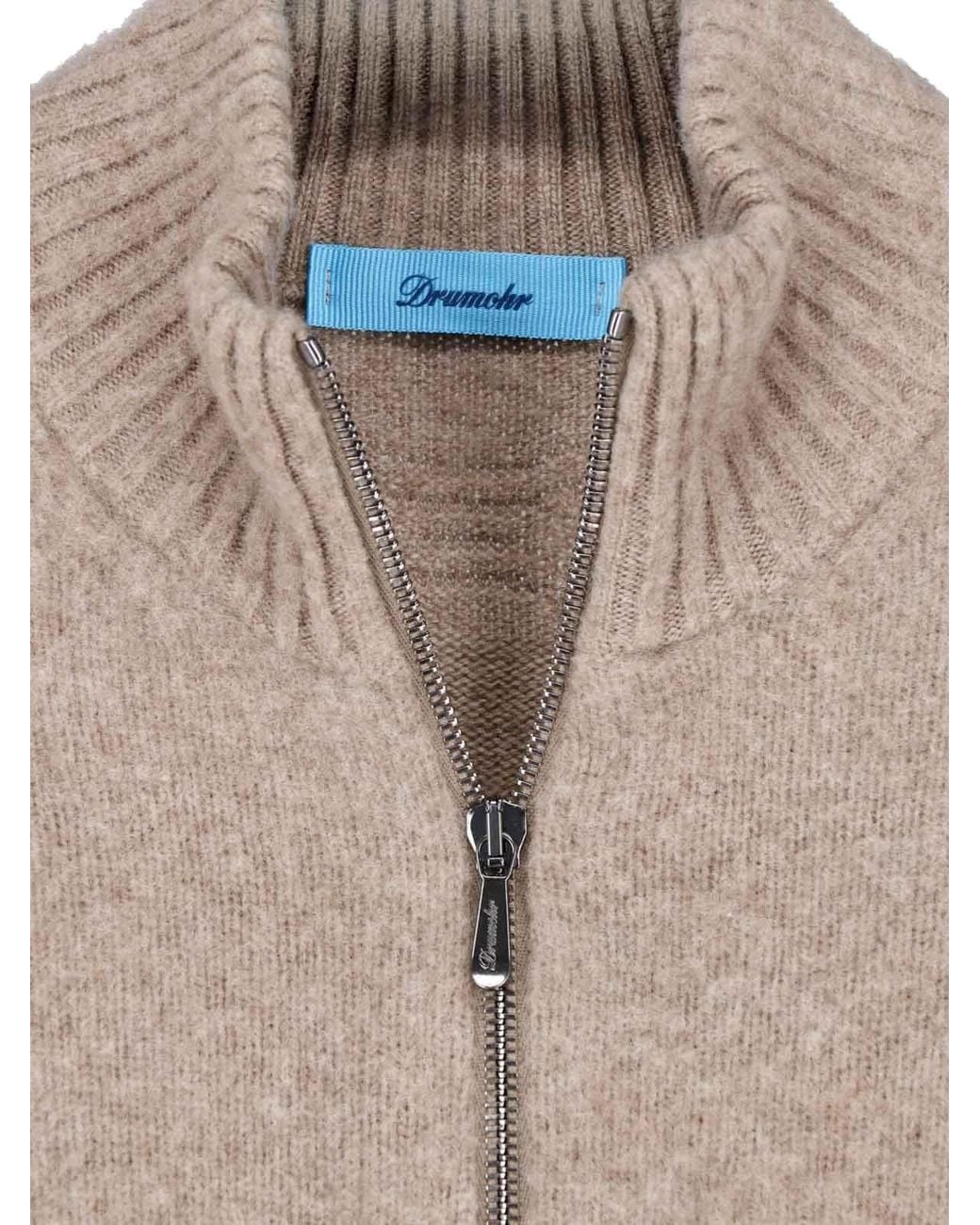 Drumohr Natural Wool Zip Sweatshirt for men