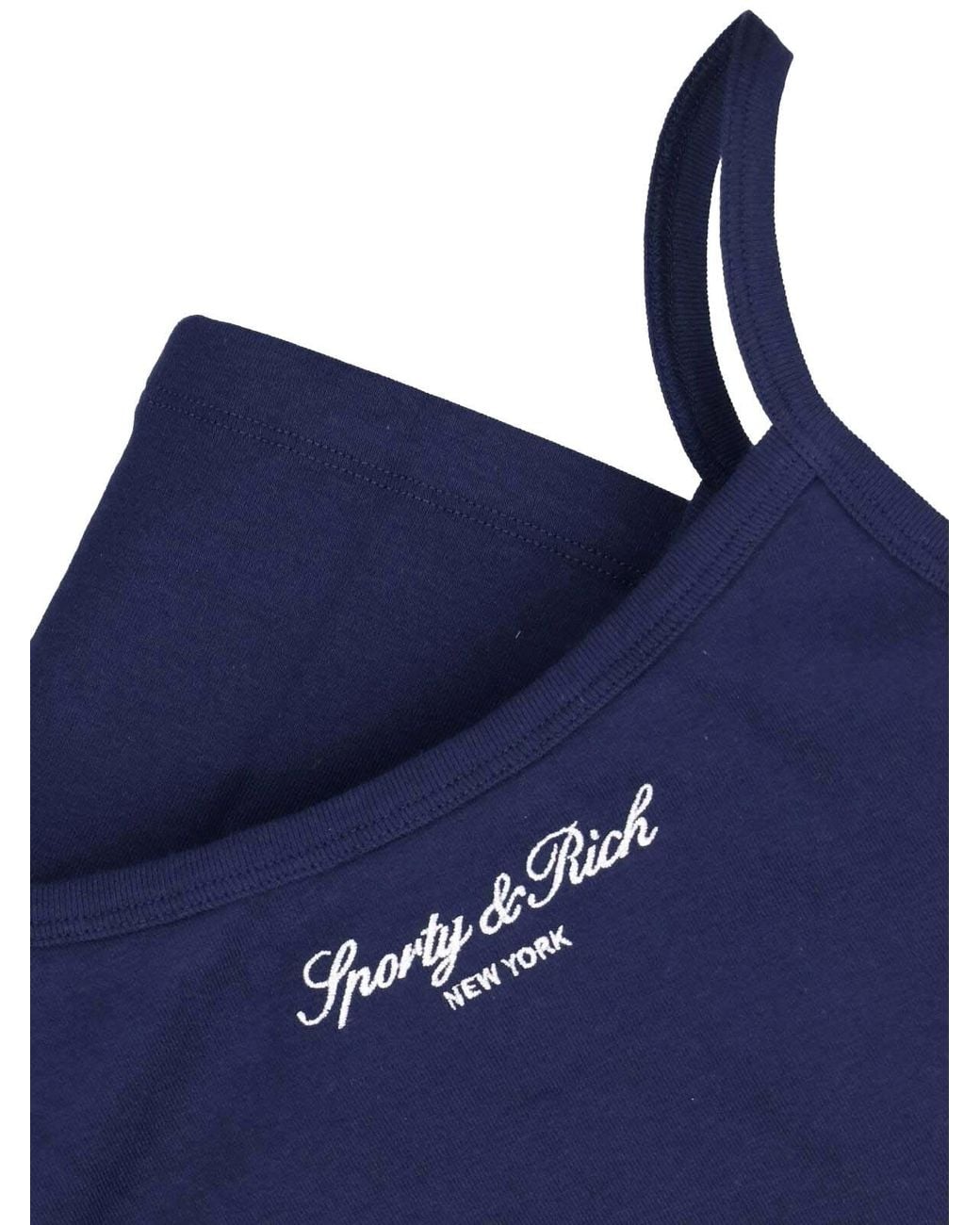 Sporty & Rich Blue Cotton Camisole Tank Top