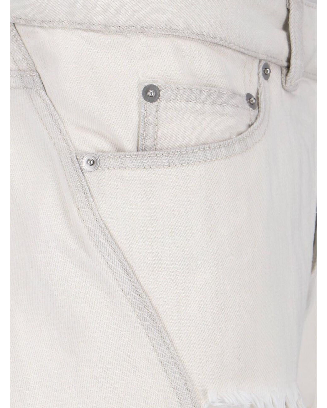 Rick Owens White Denim Shorts "Bias Cutoffs"