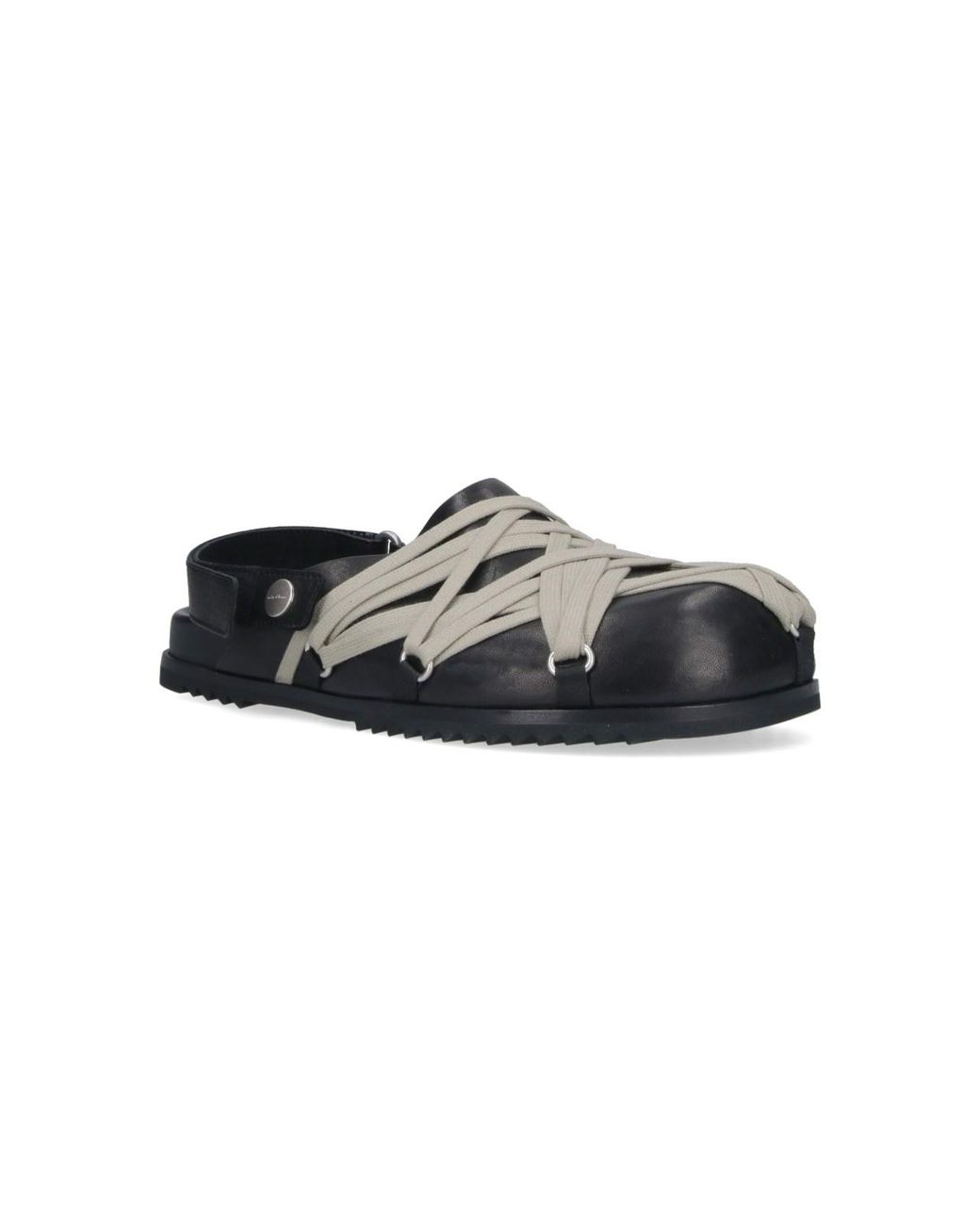 Rick Owens Black Mules "Megalace Granola"