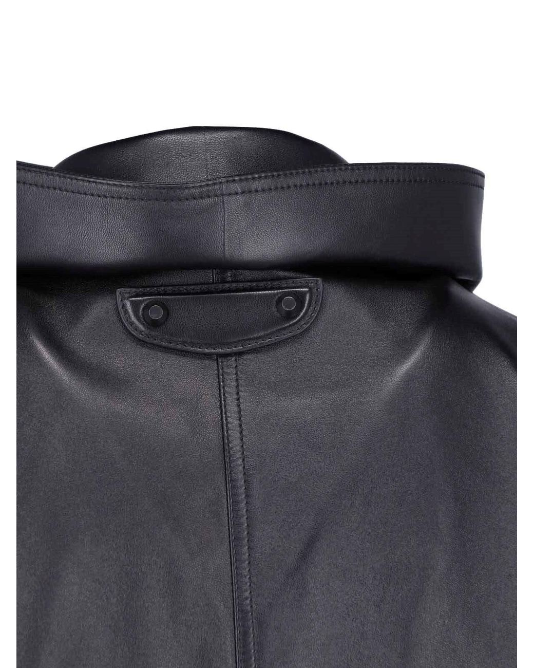 Balenciaga Gray Hooded Leather Jacket