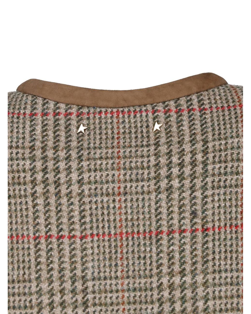 Golden Goose Deluxe Brand Green Cropped Houndstooth Jacket With Button Front