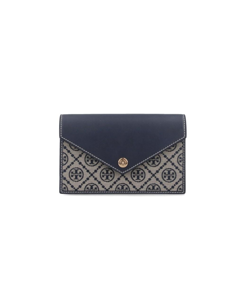 Tory Burch Blue Monogram Envelope Clutch Wallet