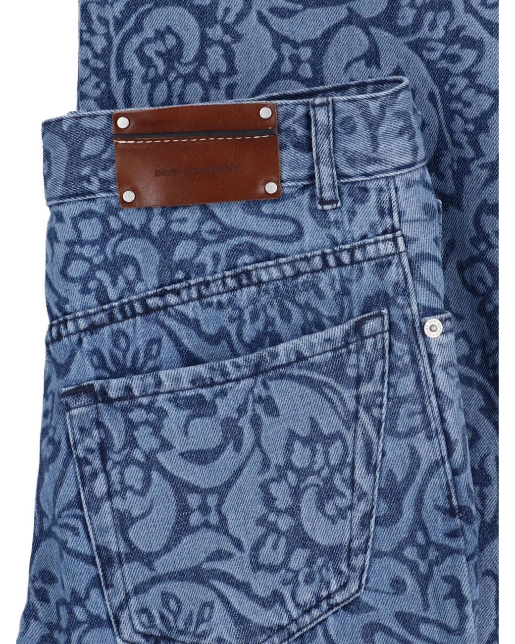 Dries Van Noten Blue Printed Straight Jeans