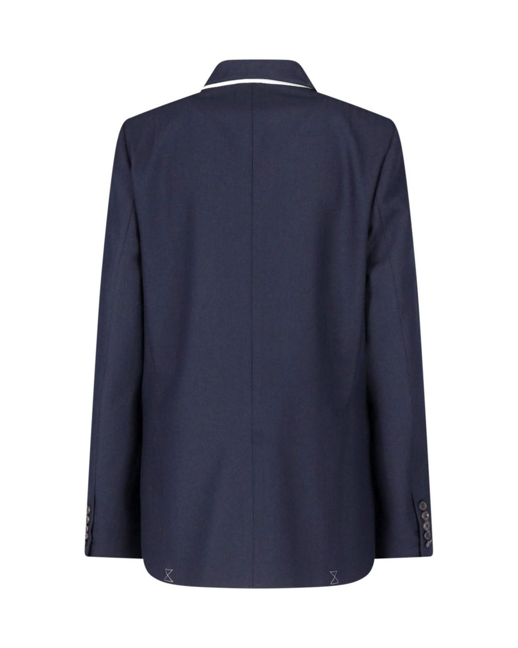 Dries Van Noten Blue Double-Breasted Embroidered Blazer