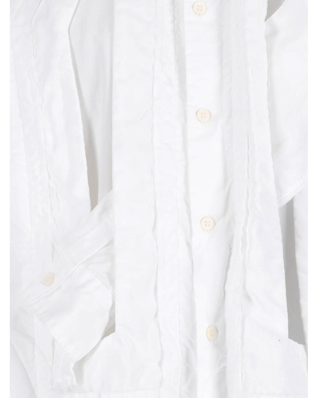 Comme des Garçons White Pleated Detail Shirt-Style Dress