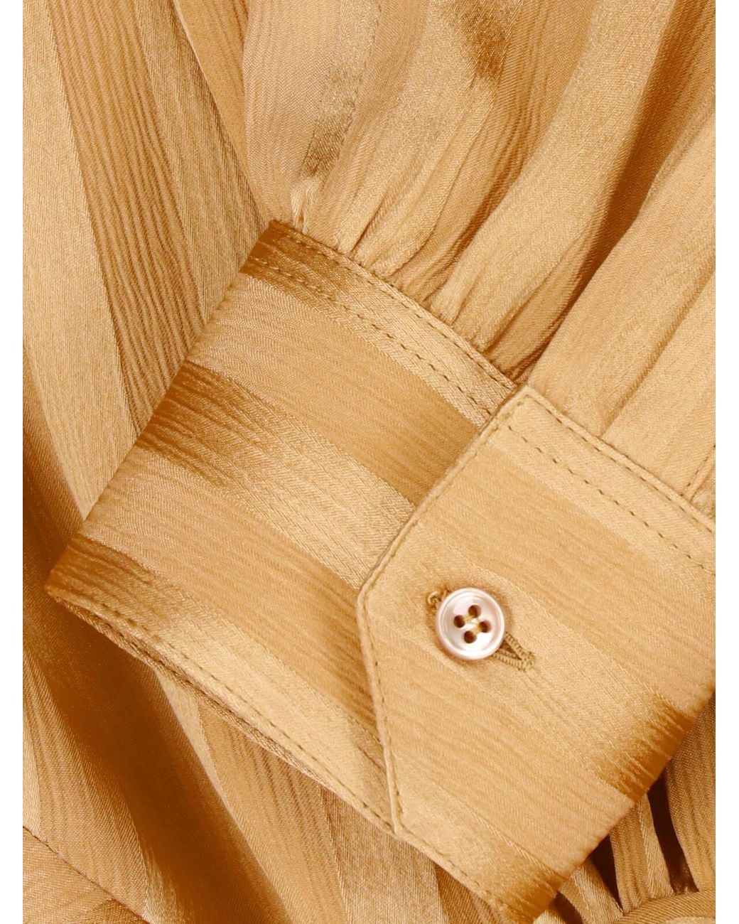 Saint Laurent Natural Silk Tie-Neck Blouse