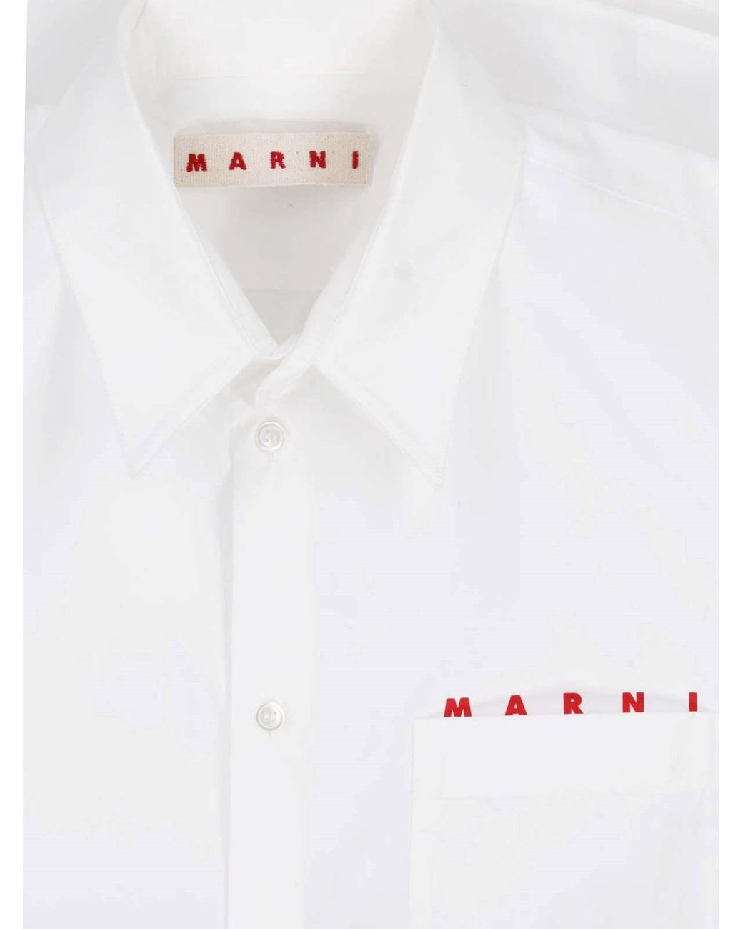 Marni White Long-Sleeve Cotton Button-Up Shirt for men