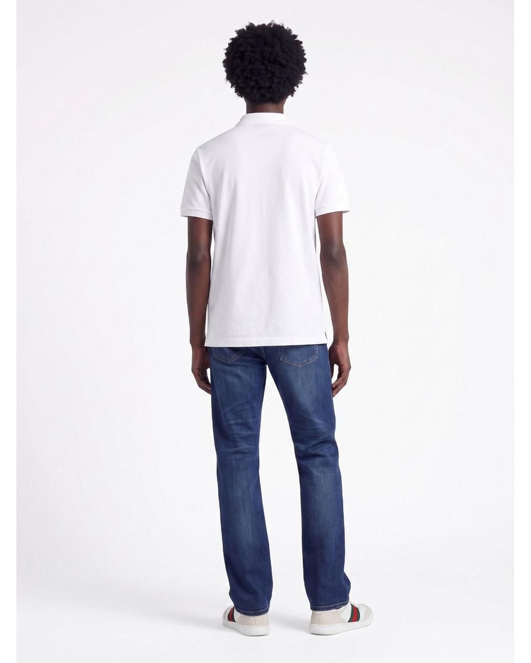 Gucci White Cotton Polo "Web" for men