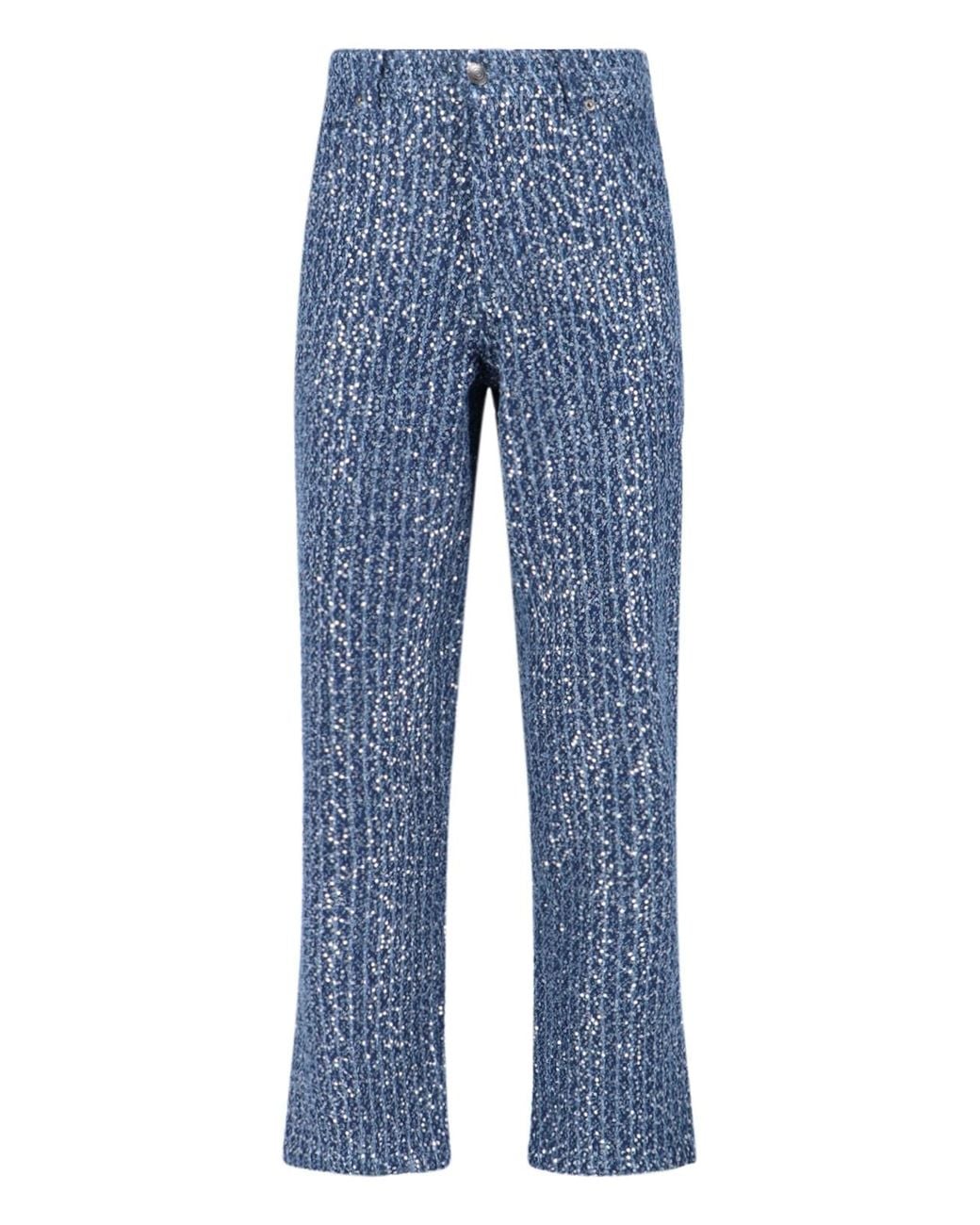 Charles Jeffrey Blue Sequin Jeans for men