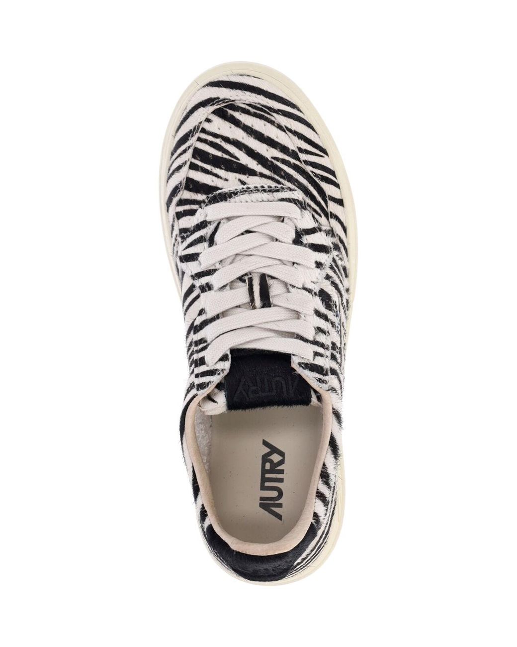 Autry White Zebra Print Low-Top Sneakers