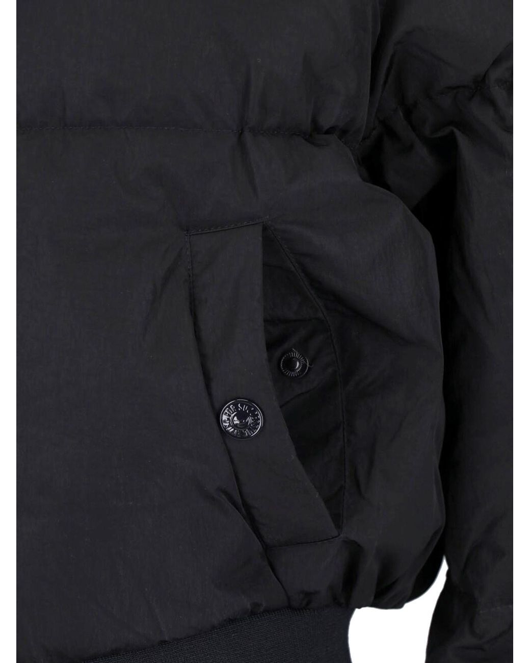 DIESEL Blue Cropped Puffer Jacket With Hood