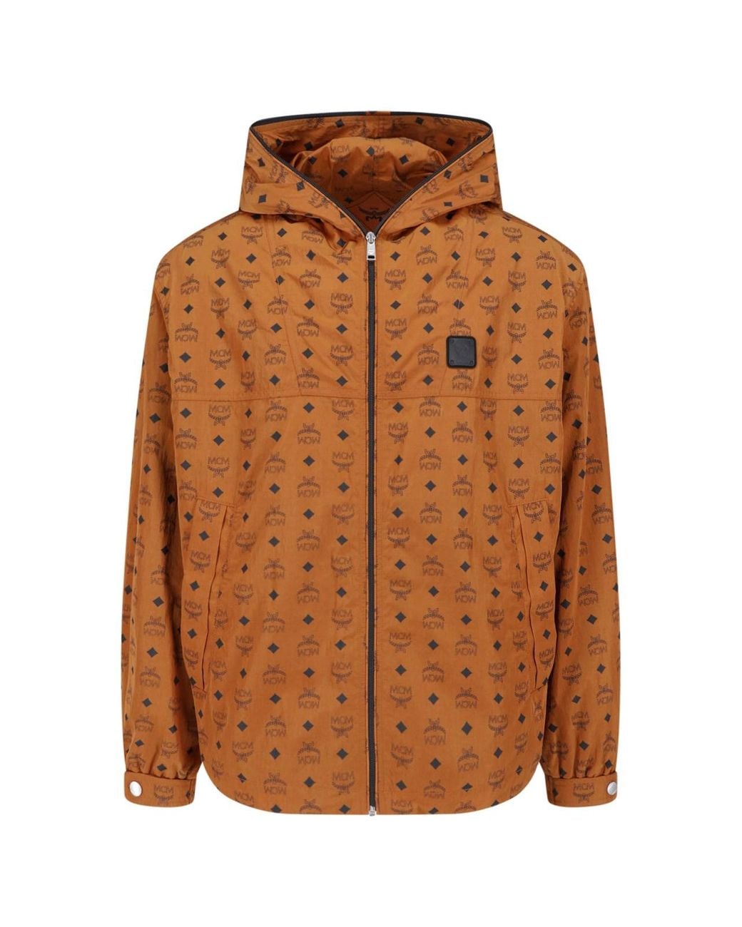 MCM Brown Hooded Logo Jacket for men