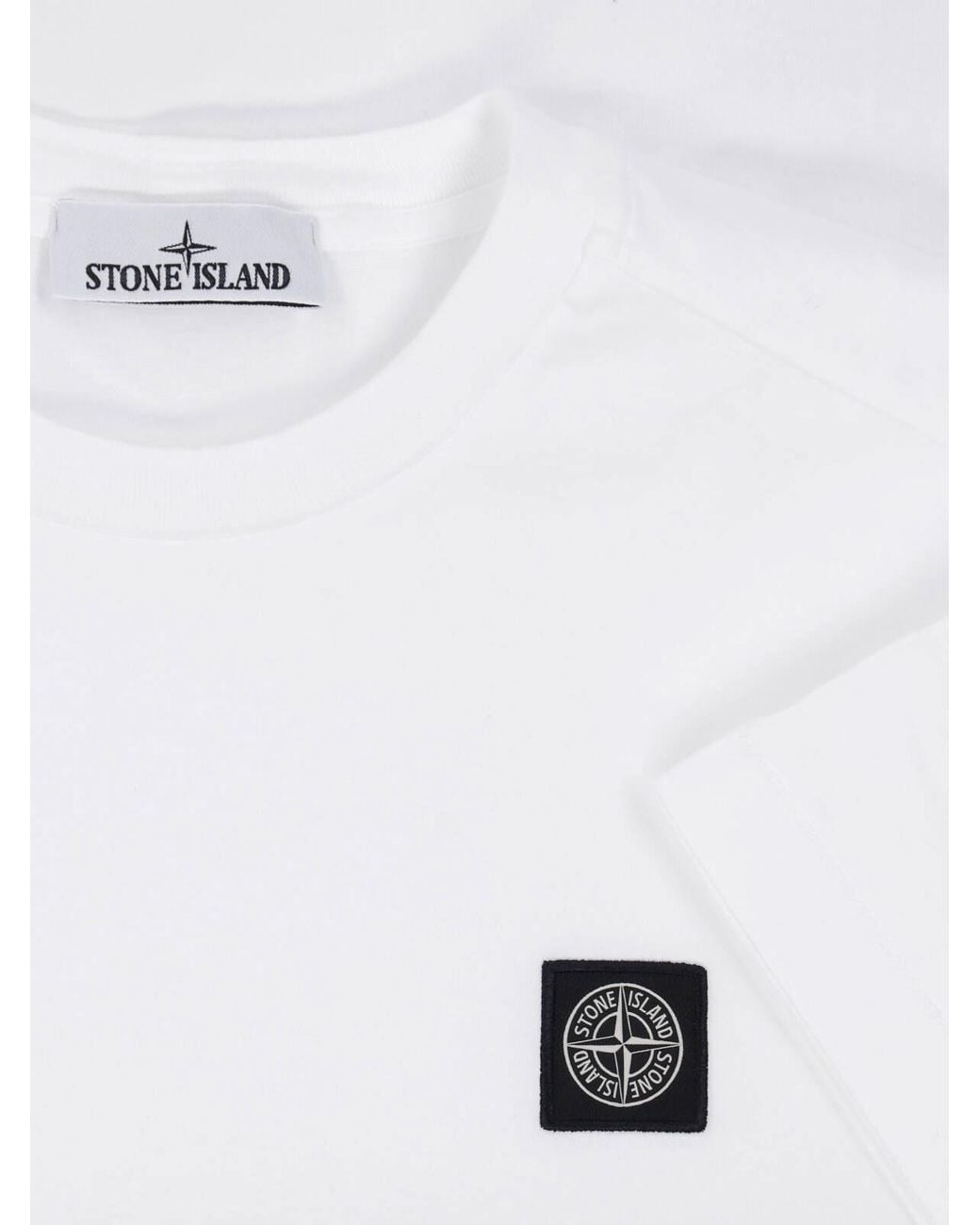 Stone Island White Logo T-Shirt for men