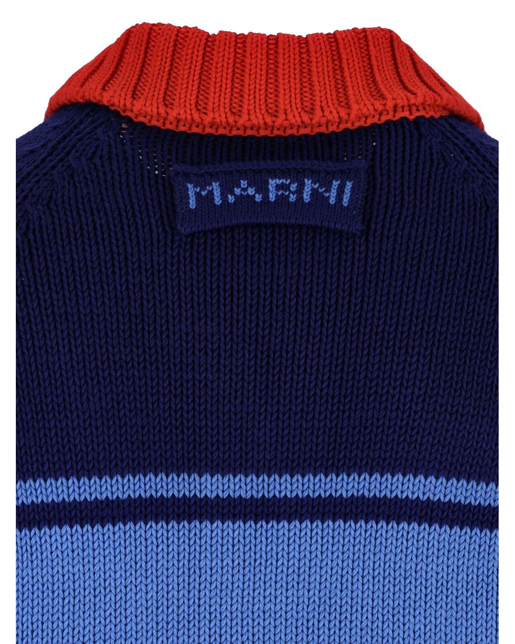 Marni Blue Contrasting Classic Collar Cotton Cardigan By for men
