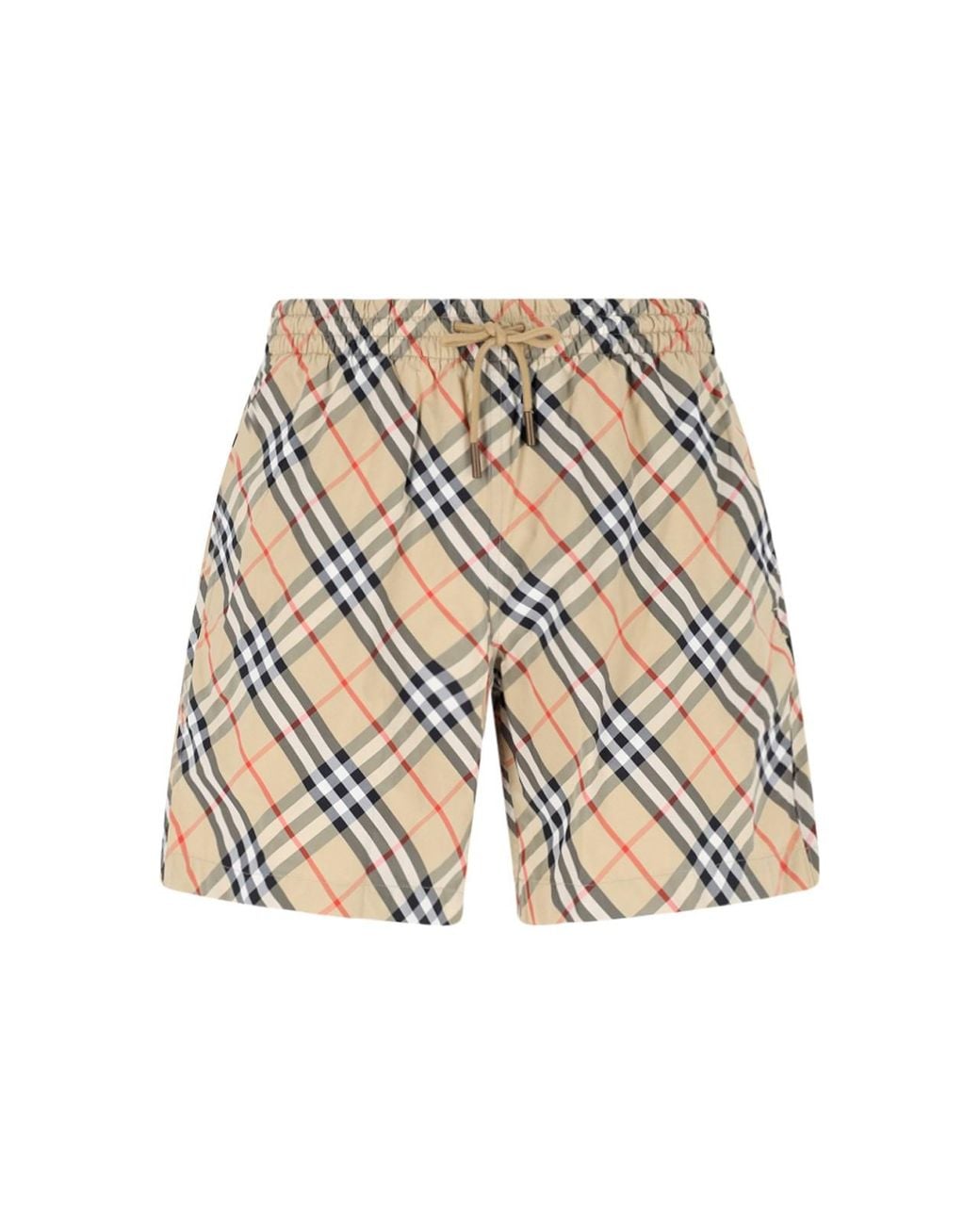 Burberry White Beach Shorts “Check” for men