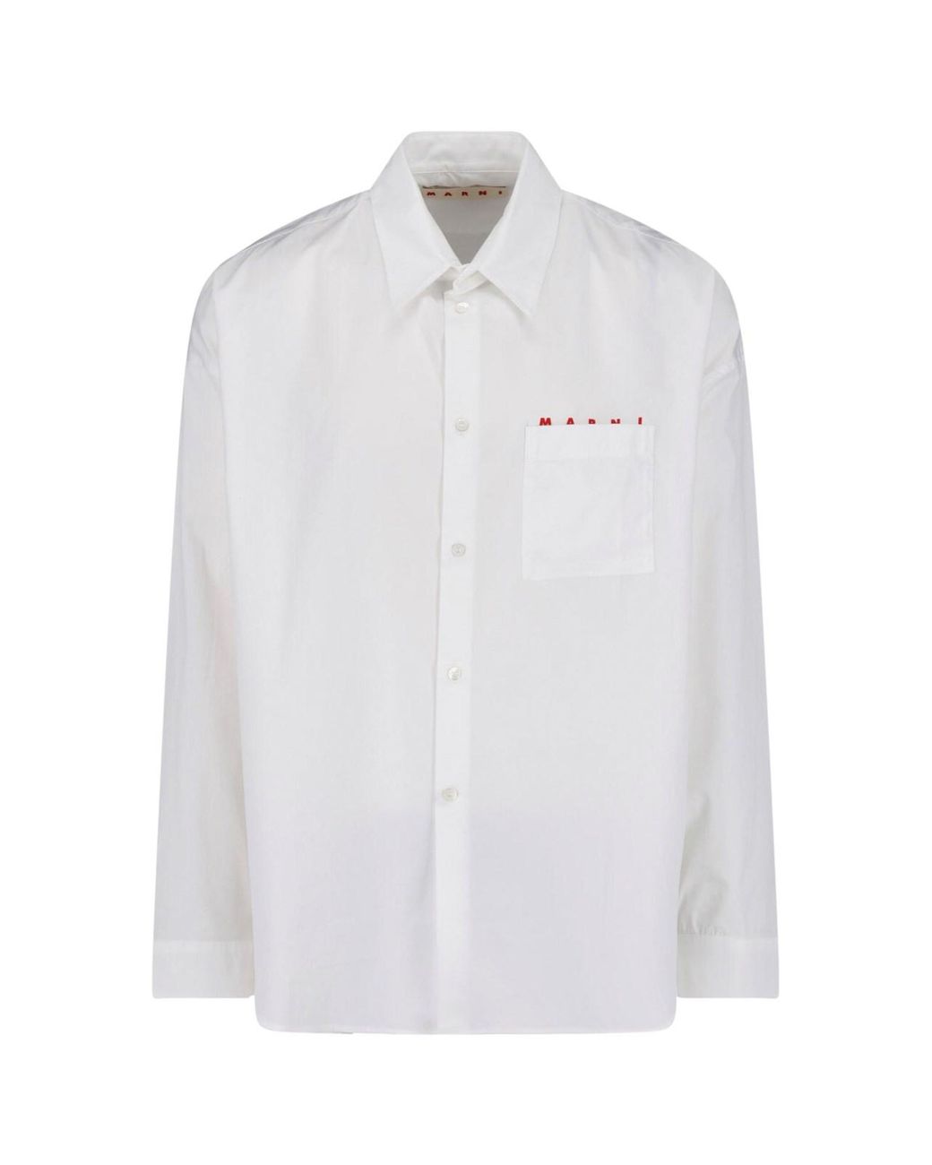Marni White Long-Sleeve Cotton Button-Up Shirt for men