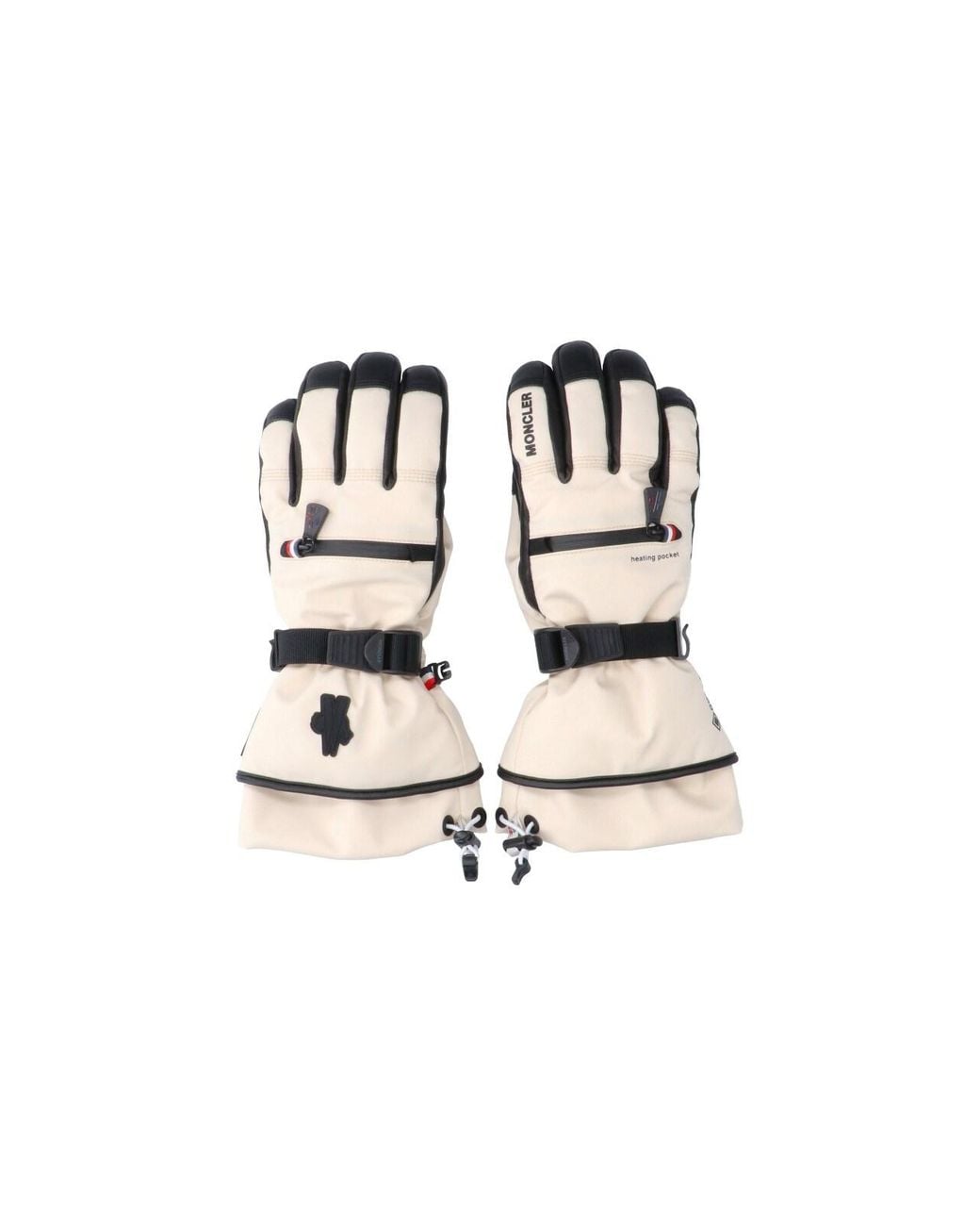 Moncler White Padded Logo Gloves