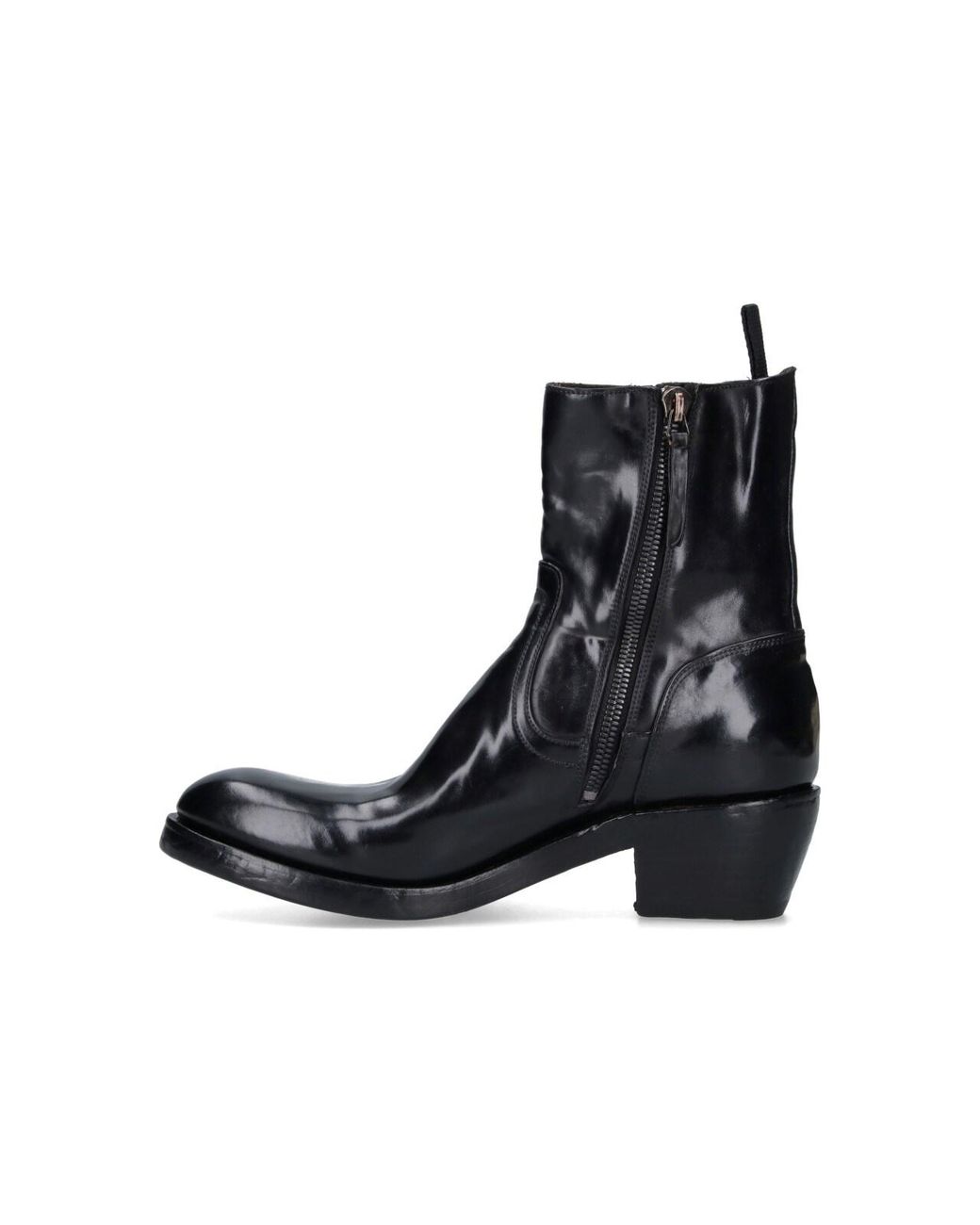 Premiata Black Calf Leather Ankle Boots With Side Zip Closure And Raised Stitching for men
