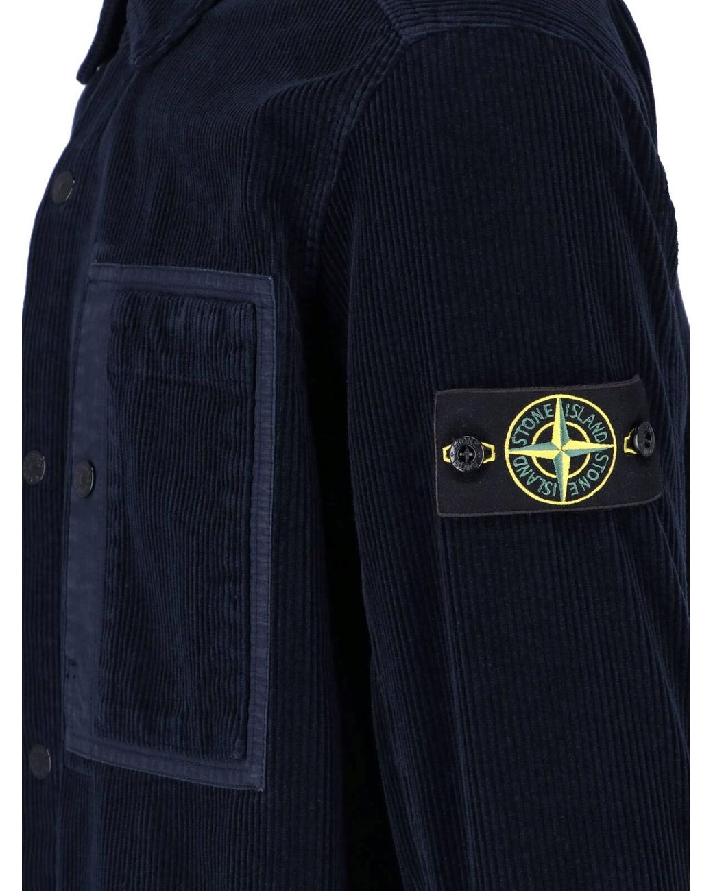 Stone Island Blue Corduroy Shirt for men