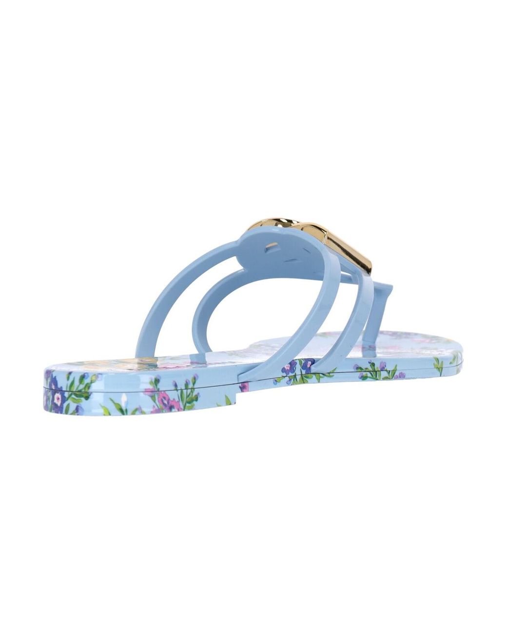 Dolce & Gabbana Blue Floral Print Flat Sandals