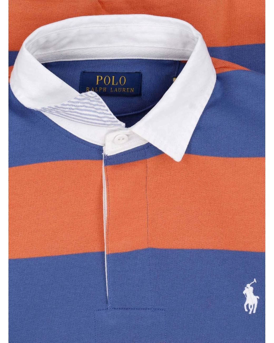 Polo Ralph Lauren Orange Striped Rugby Cotton Polo Shirt for men