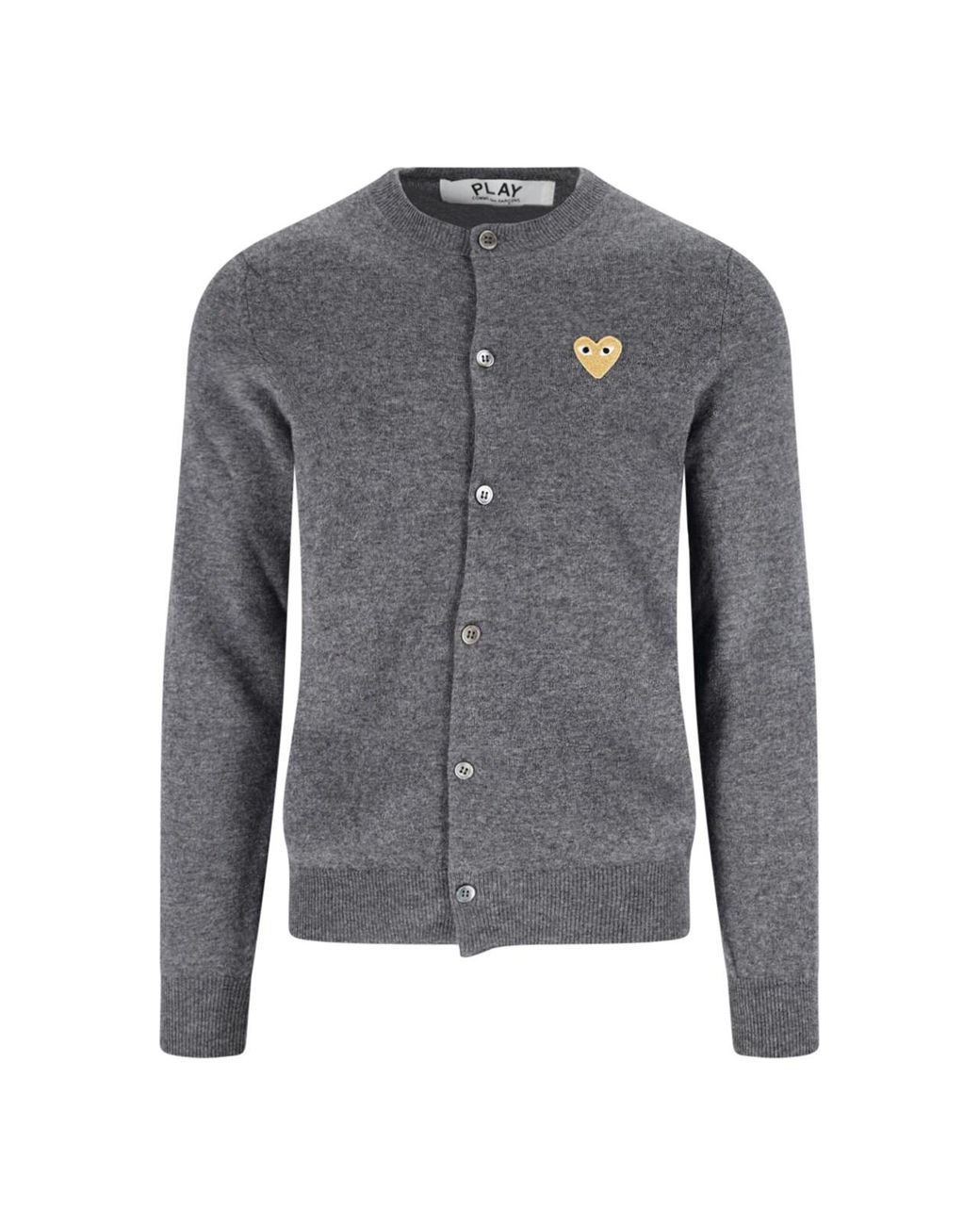 COMME DES GARÇONS PLAY Gray Classic Contrast Logo Wool Cardigan