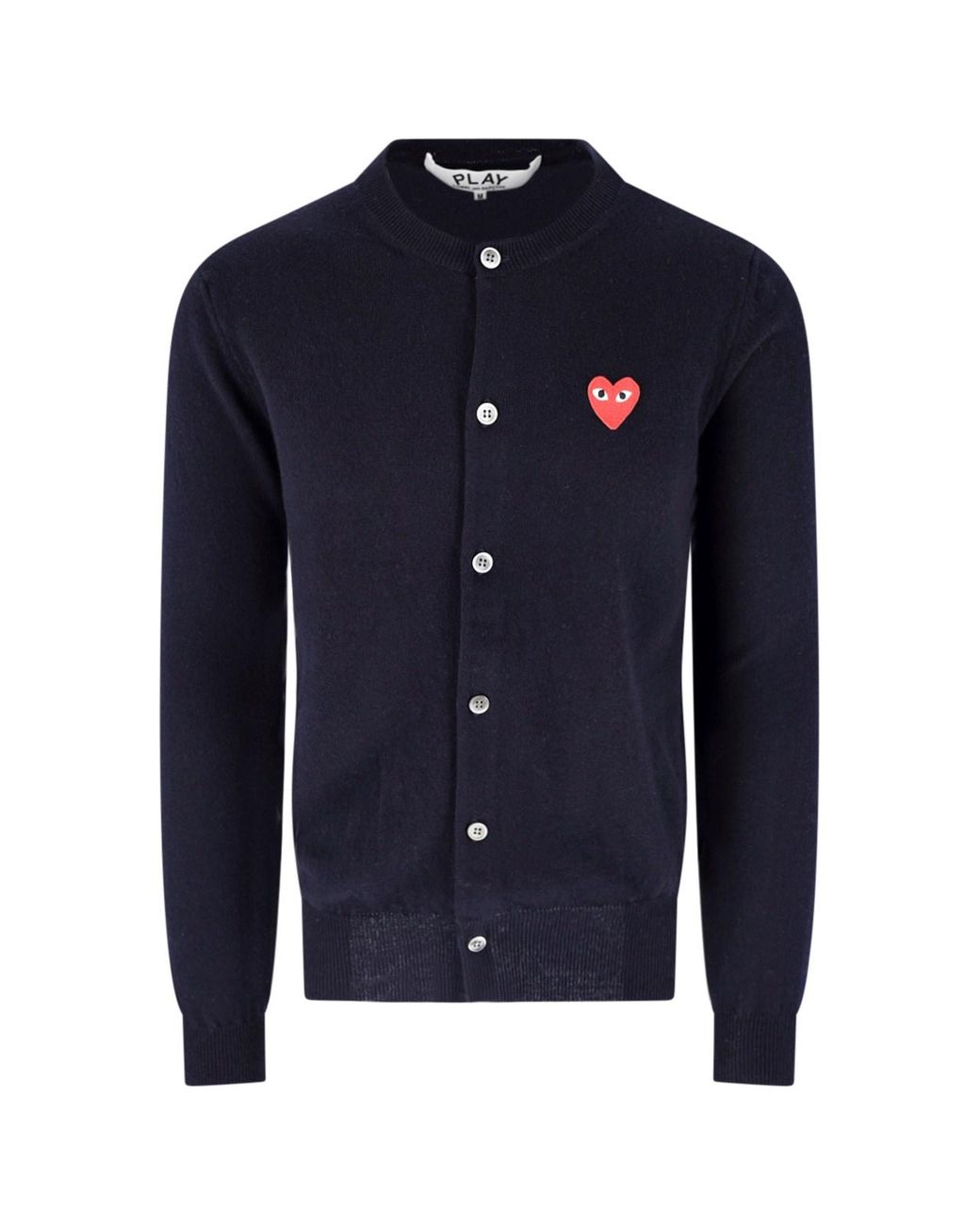 COMME DES GARÇONS PLAY Blue Wool Button-Front Cardigan Sweater