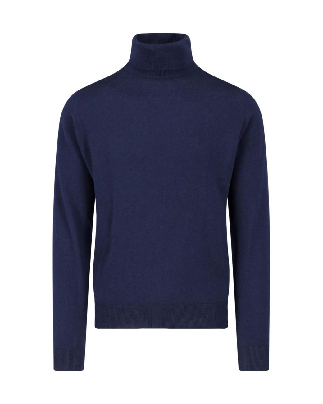 John Smedley Blue Merino Wool Turtleneck for men