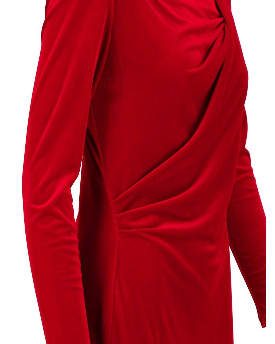 Ralph Lauren Red Midi Velvet Dress