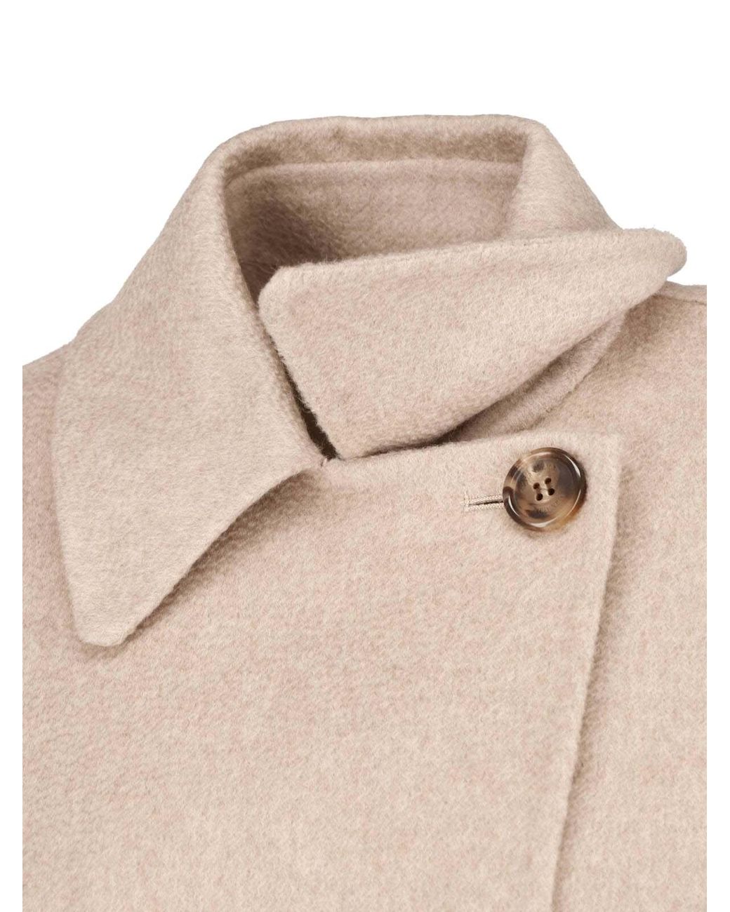 Max Mara Natural Double-Breasted Cashmere Cape