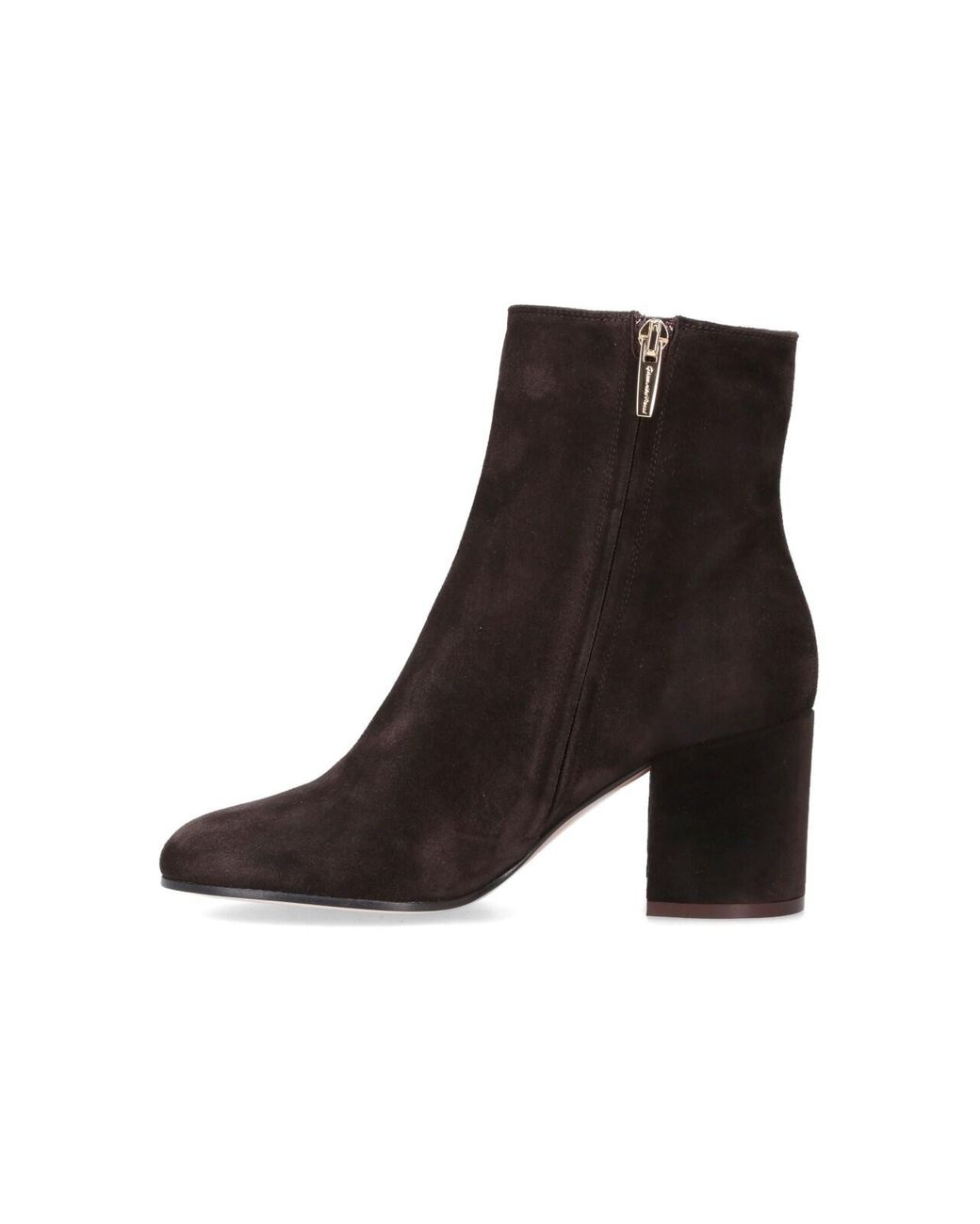 Gianvito Rossi White Suede Ankle Boots With Rounded Toe