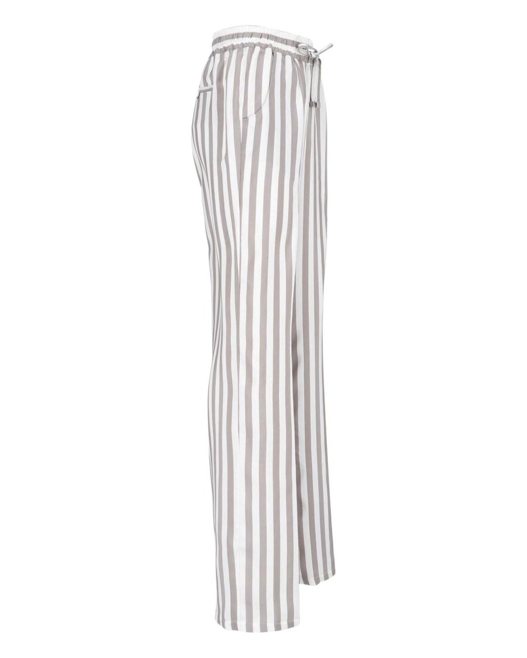 Kiton White Wide Silk Pants