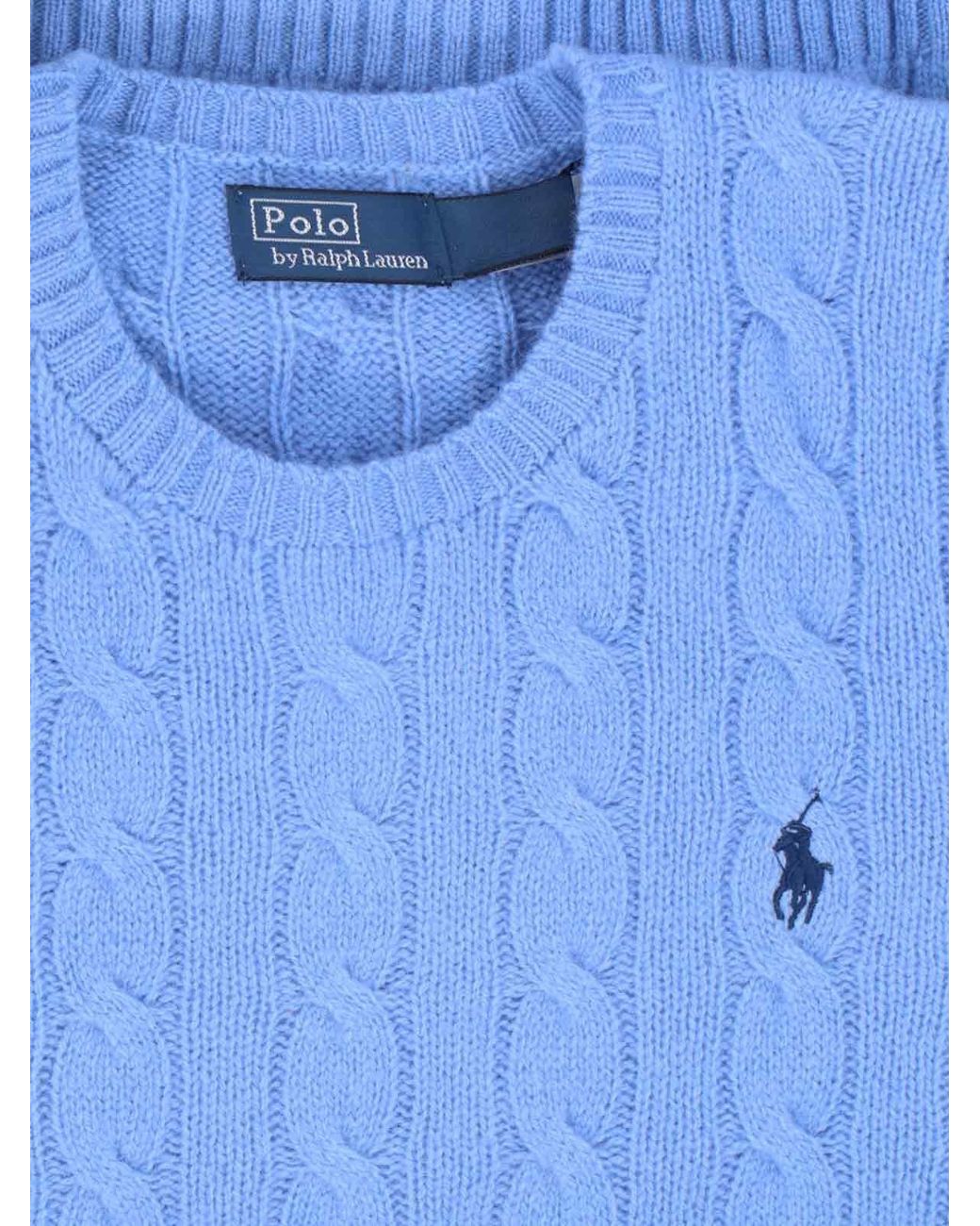 Polo Ralph Lauren Blue Cable-Knit Crewneck Sweater
