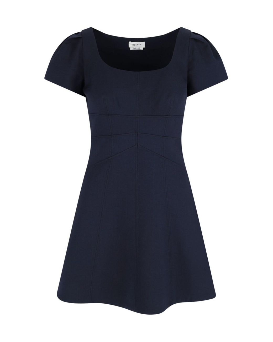 McQueen Blue Wool And Silk Mini Dress
