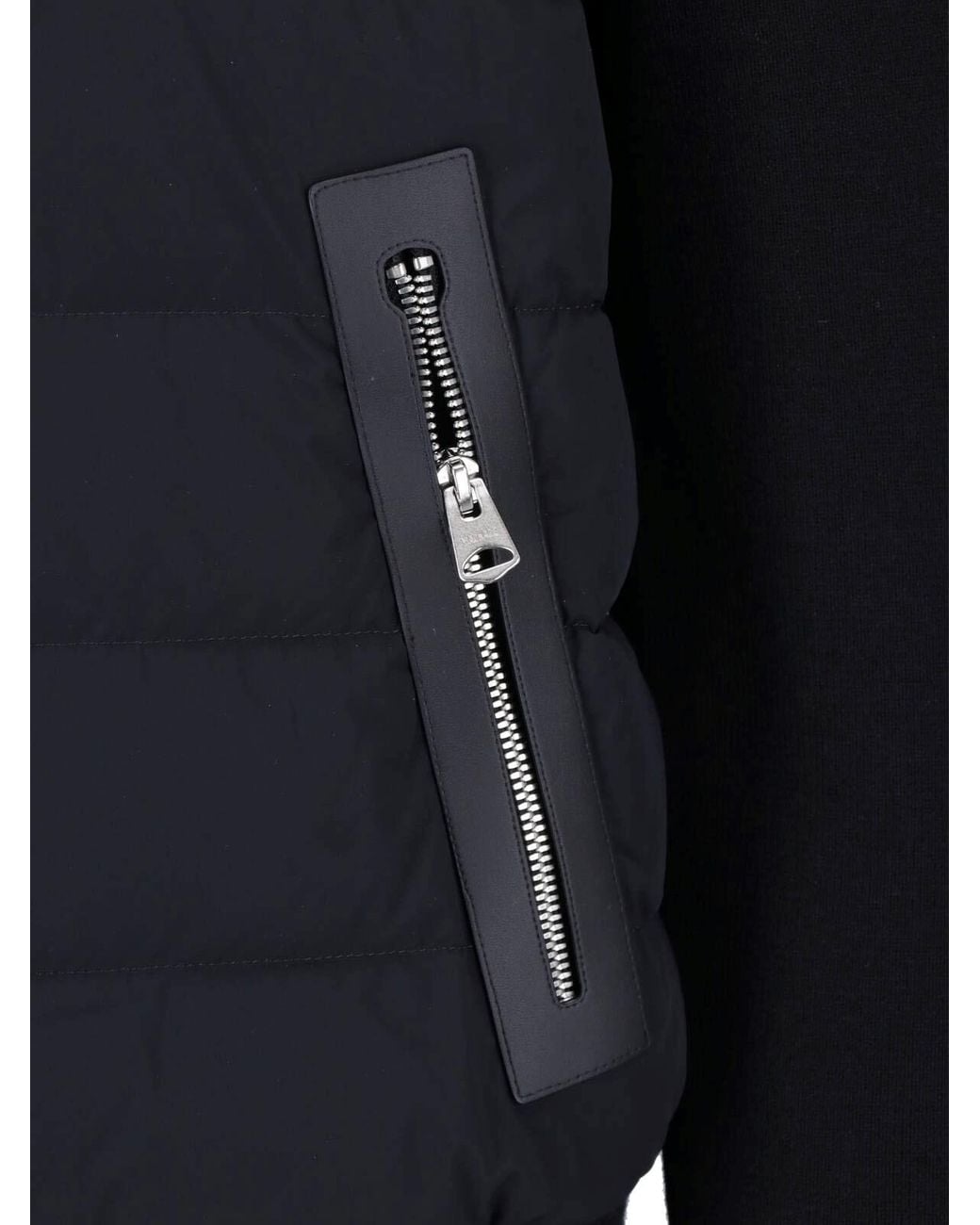 Mackage Blue Hooded Puffer Jacket With Knit Sleeves for men