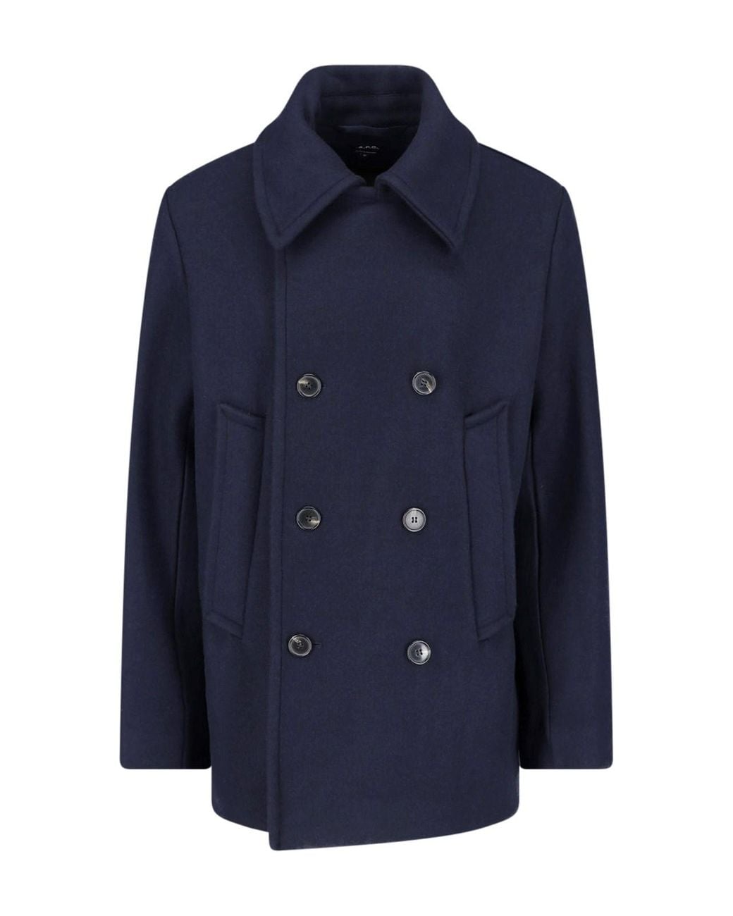 A.P.C. Blue Double-Breasted Coat “Andy” for men